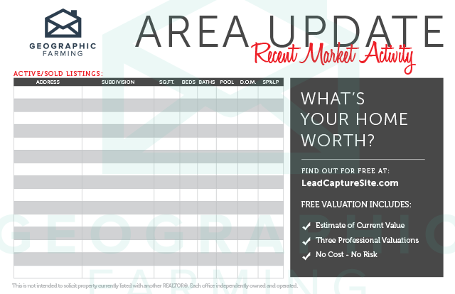 Geographicfarm Com Automated Real Estate Farming Marketing Postcards Newsletters And Real Estate Market Update Template